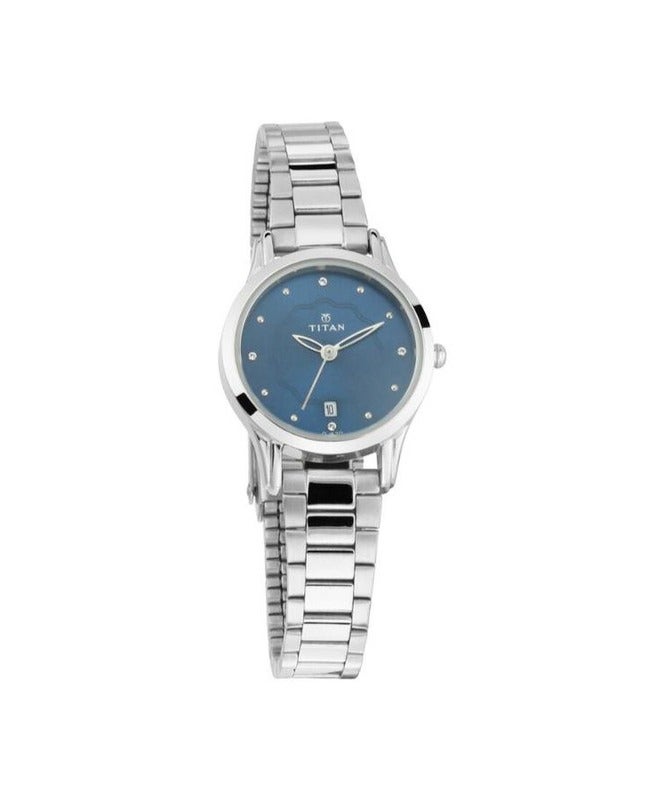 Titan Quartz Analog with Date Blue Dial Metal Strap Watch for Women 2628sm01 - Image 2