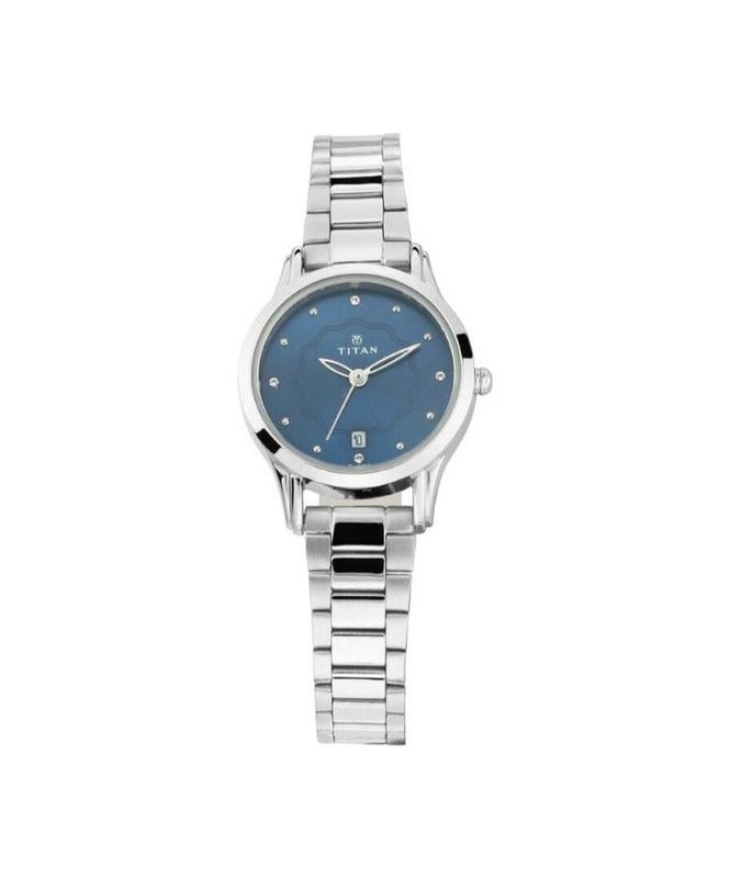 Titan Quartz Analog with Date Blue Dial Metal Strap Watch for Women 2628sm01 - Image 1