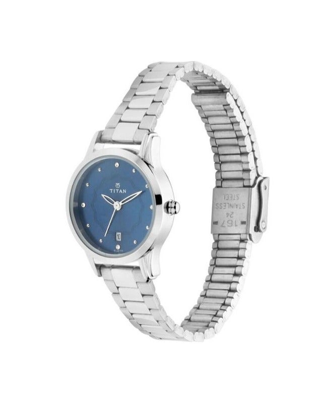 Titan Quartz Analog with Date Blue Dial Metal Strap Watch for Women 2628sm01 - Image 3