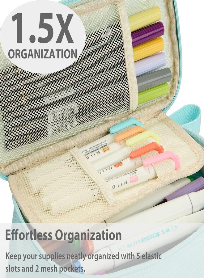 SPACEMATE Pencil Case Pouch Bag School Supplies for Girls and Boys, Large Big Capacity Aesthetic Pen Case, Simple Zipper Stationery Bag for Women Men Adults, Eggshell Blue, 1800ml, Pouch - Image 5