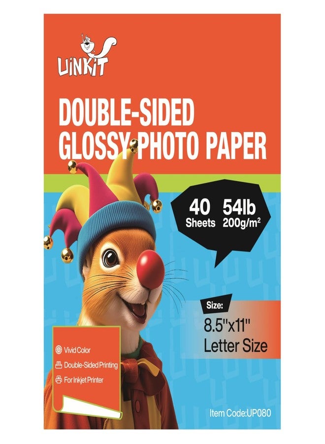 Uinkit 200Gsm 40 sheets 8.5 X 11 Double Sided Photo Paper Glossy 8.5x11 54lbs Inkjet for Dye Ink 200Gsm 9.13Mil for Inkjet Printing Printer (40, 8.5x11) - Image 1