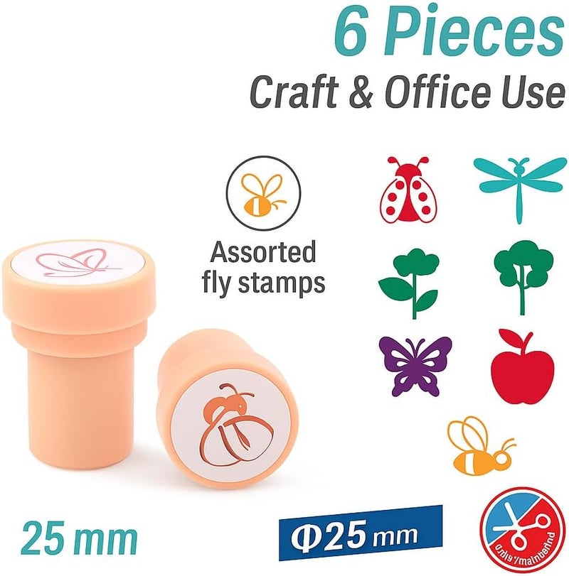 Fitto 6 Pieces Assorted Flies Stamps 25mm for Craft and Office Use - Image 2