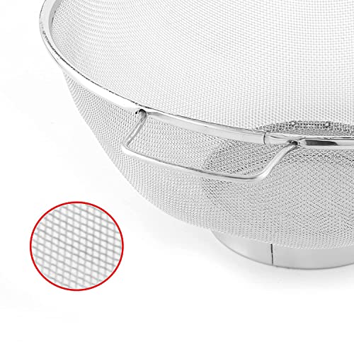 Kuber Industries Small Stainless Steel Colander Strainer Drainer with Handle | Fruits/Vegetable Basket Strainer | Size 11inch | Standard | Pack Of 1 | Silver - Image 4