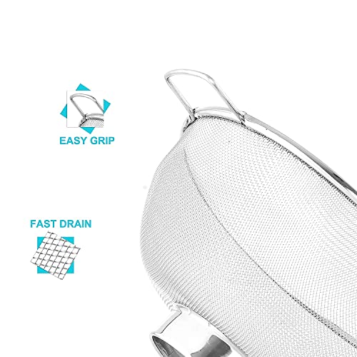 Kuber Industries Small Stainless Steel Colander Strainer Drainer with Handle | Fruits/Vegetable Basket Strainer | Size 11inch | Standard | Pack Of 1 | Silver - Image 5