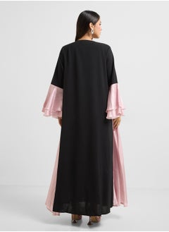 Contrast Toned Abaya With Ruffled Sleeve - pzsku/Z208B4C95545A14AF9C50Z/45/_/1737529258/6b1c5313-3285-4217-aad7-d70ef444569e