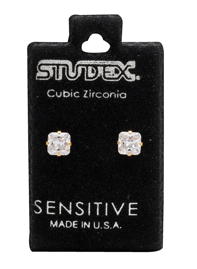 ستوديكس حلق الأذن زركونيا مكعب قصة الأميرة 5*5ملم مطلي بالذهب الخالص24  قيراط - Image 5