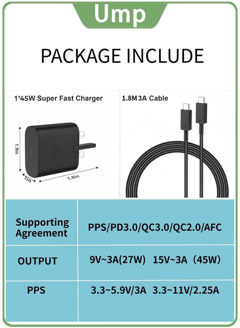 Ump Official 45W Super Fast Charger with Type C Cable 1M，for samsung - Image 3