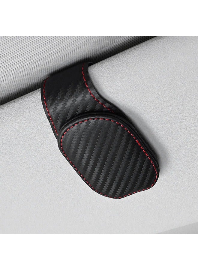 Generic 2Pcs Sunglasses Holder for Car Sun Visor Magnetic Leather Eyeglass Hanger Sun Glasses Mount Clip on Visors Ticket Card Cash Organizer Auto Interior Accessories Carbon Fiber Black - Image 5