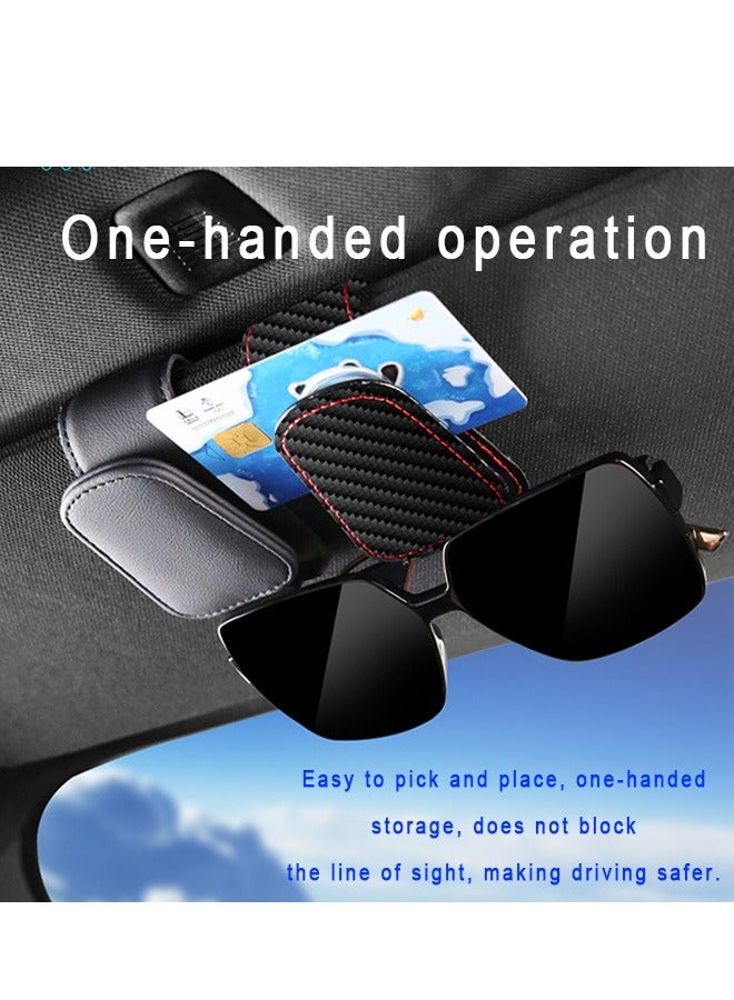 Generic 2Pcs Sunglasses Holder for Car Sun Visor Magnetic Leather Eyeglass Hanger Sun Glasses Mount Clip on Visors Ticket Card Cash Organizer Auto Interior Accessories Carbon Fiber Black - Image 4