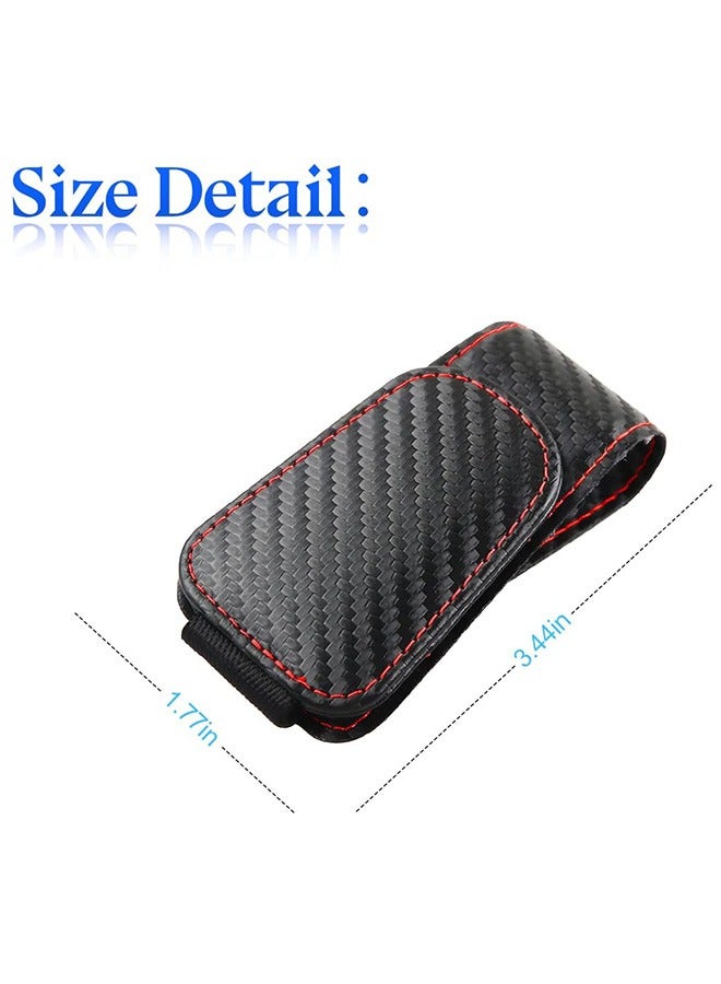 Generic 2Pcs Sunglasses Holder for Car Sun Visor Magnetic Leather Eyeglass Hanger Sun Glasses Mount Clip on Visors Ticket Card Cash Organizer Auto Interior Accessories Carbon Fiber Black - Image 2
