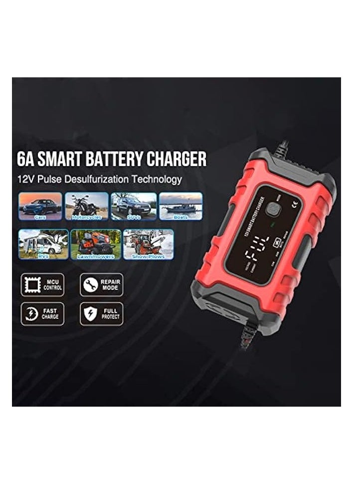 erorex Motorcycle Batteryrs 12V6A Full Automatic Smart Batteryrs Maintainer Portable Tricklers Battery Desulfator  - Image 5