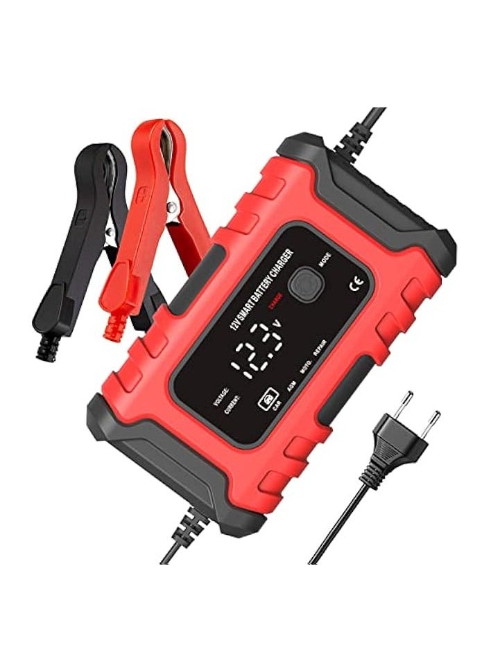 erorex Motorcycle Batteryrs 12V6A Full Automatic Smart Batteryrs Maintainer Portable Tricklers Battery Desulfator  - Image 1
