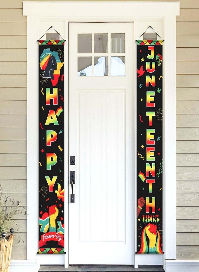 Qpout Juneteenth Door Banner 71x12 Inches Happy Juneteenth Decorations Outdoor African American Independence Day June 19th 1865 Freedom Day Porch Sign Juneteenth Party Banner Supplies - Image 1