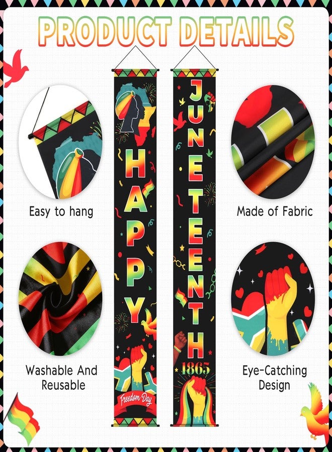 Qpout Juneteenth Door Banner 71x12 Inches Happy Juneteenth Decorations Outdoor African American Independence Day June 19th 1865 Freedom Day Porch Sign Juneteenth Party Banner Supplies - Image 3