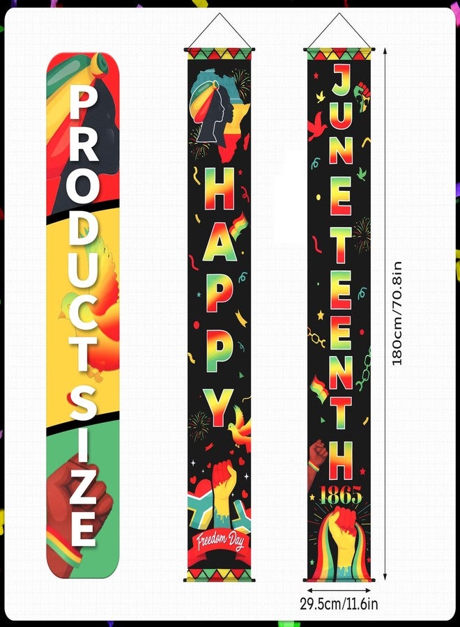Qpout Juneteenth Door Banner 71x12 Inches Happy Juneteenth Decorations Outdoor African American Independence Day June 19th 1865 Freedom Day Porch Sign Juneteenth Party Banner Supplies - Image 2