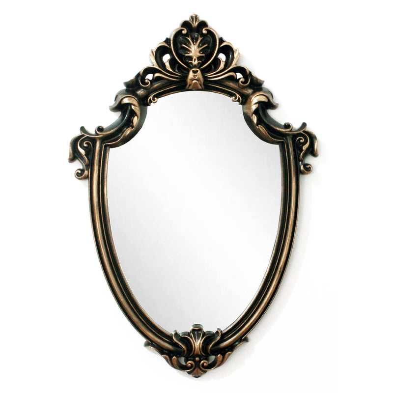 Eaoundm 165 x 115inch Vintage Mirror Antique Mirror Decorative Wall Mirror Shield Shape Vintage Gold