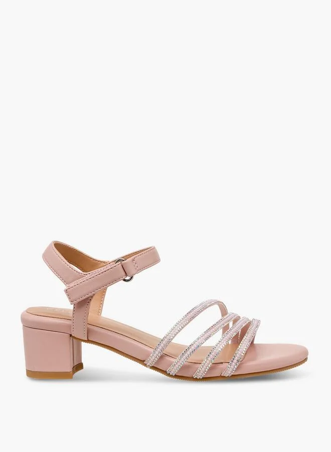 Celeste Pink Girls Embellished Block Heel Sandals for Women | Best Price UAE