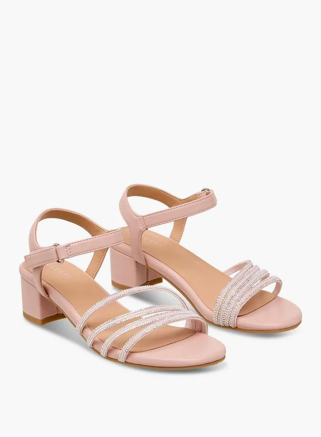 Celeste Girls Embellished Block Heel Sandals