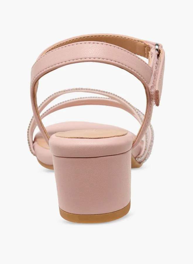 Celeste Pink Girls Embellished Block Heel Sandals for Women | Best Price UAE
