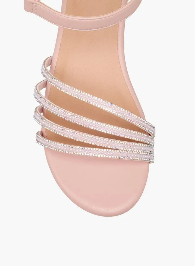 Celeste Pink Girls Embellished Block Heel Sandals for Women | Best Price UAE