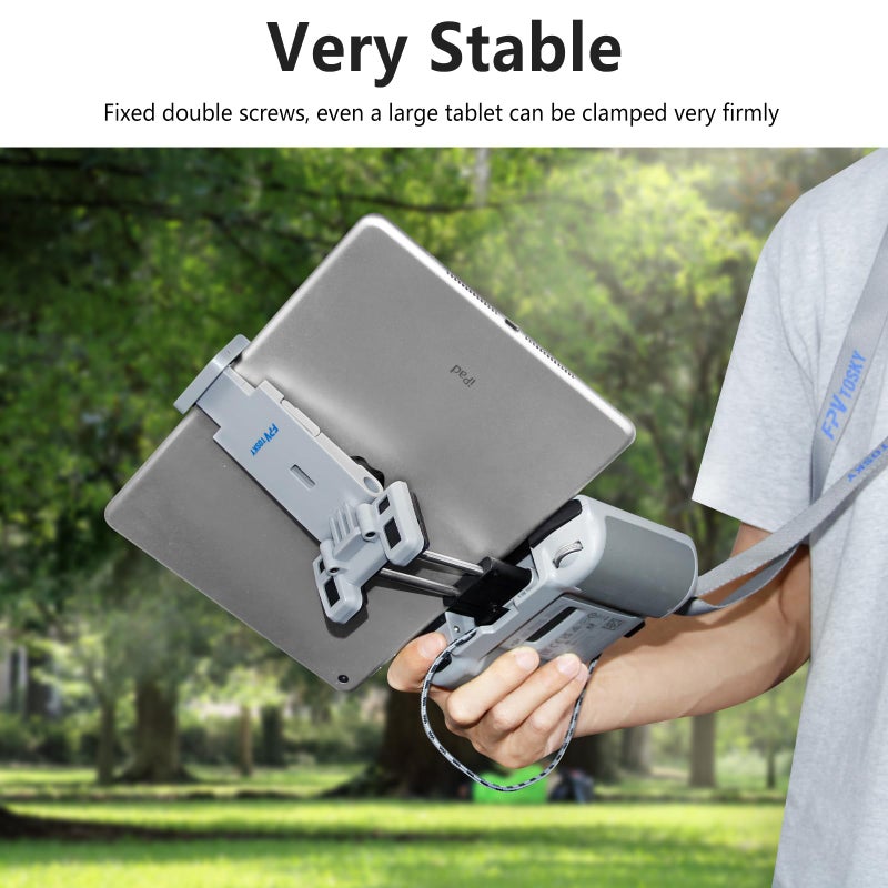 FPVtosky No Disassembly Tablet Holder for DJI Flip/Neo/Mini 4K/ 2 SE/Air 3/ Mini 5/4/ 3 Pro, 7-12 Inch Foldable iPad Mount Holder Pack of Lanyard and 2 Cables, Fits DJI RC-N1/RC-N2/RC-N3 Accessories - Image 4