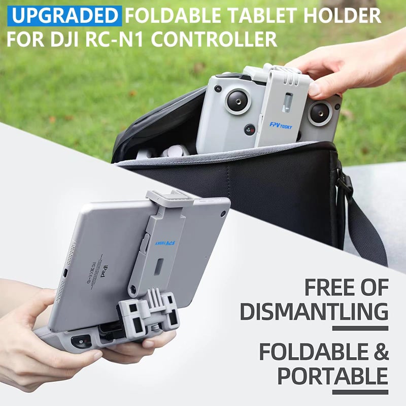 FPVtosky No Disassembly Tablet Holder for DJI Flip/Neo/Mini 4K/ 2 SE/Air 3/ Mini 5/4/ 3 Pro, 7-12 Inch Foldable iPad Mount Holder Pack of Lanyard and 2 Cables, Fits DJI RC-N1/RC-N2/RC-N3 Accessories - Image 2
