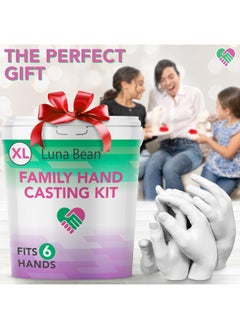 Luna Bean -Xl- Family Size Keepsake Hands Casting Kit  Clasped Group Hand Holding And Molding Cast Up To 6 Hands  - Image 2