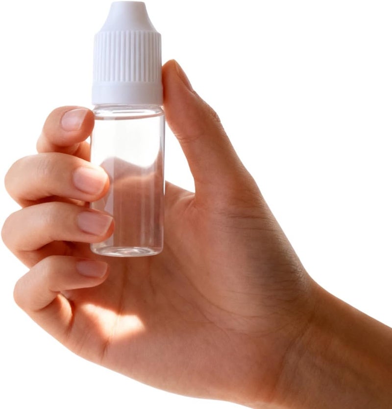 UPSTORE 10ml/0.34oz Transparent Plastic Refillable Empty Dropping Refueling Bottles Eye Liquid Squeezable Dropper Vials Sample Packing Storage Holder Container with White Screw Cap and Removable Plug (50) - Image 4
