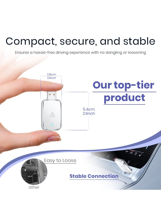 Kingone Android Auto Wireless Adapter, Convert Wired to Wireless Android Auto Adapter, No Delay and Stable Control Mini Size with Extension Cable USB-C and Type-C for Android (White) - Image 2