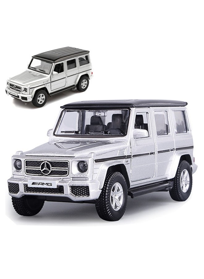 1/36 Scale Mercedes AMG G63 G Wagon Diecast Model Car, Alloy Pull Back Vehicles G Wagon Toy Car, Cars Gifts for Boys, Silver  - Image 1