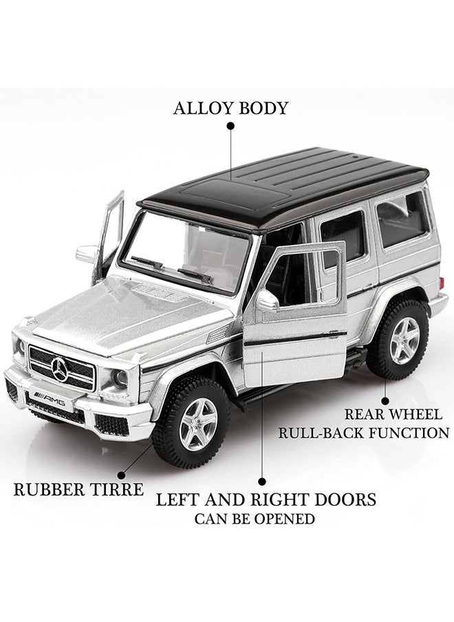 1/36 Scale Mercedes AMG G63 G Wagon Diecast Model Car, Alloy Pull Back Vehicles G Wagon Toy Car, Cars Gifts for Boys, Silver  - Image 3