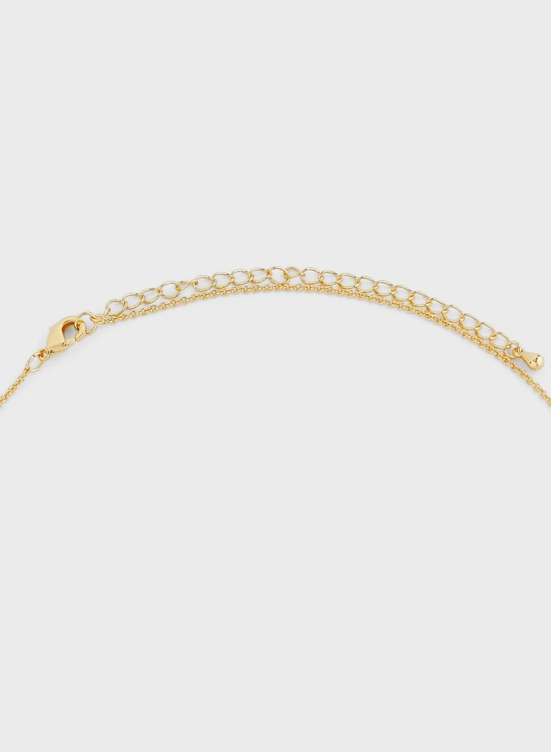 ELLA CZ Stones And Pearl Drop Pendant Necklace