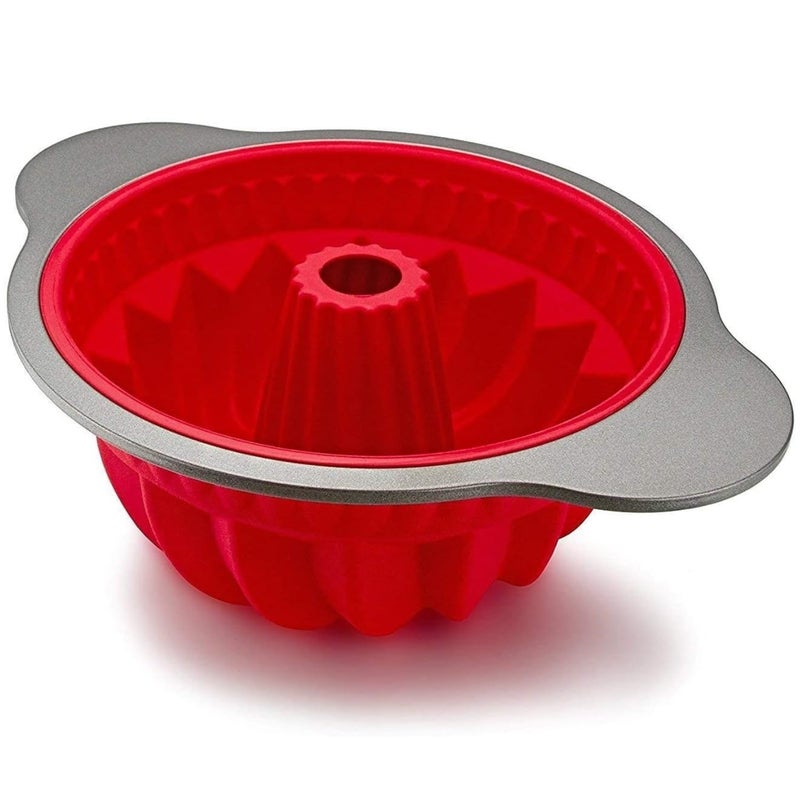 Boxiki Kitchen Premium NonStick Silicone Pound Cake Pan  HeavyDuty Steel Frame BPA  PFOA Free  Durable Fluted Cake Pan Moldes para Gelatinas Pasteles Flan  No Warping No Shape Loss