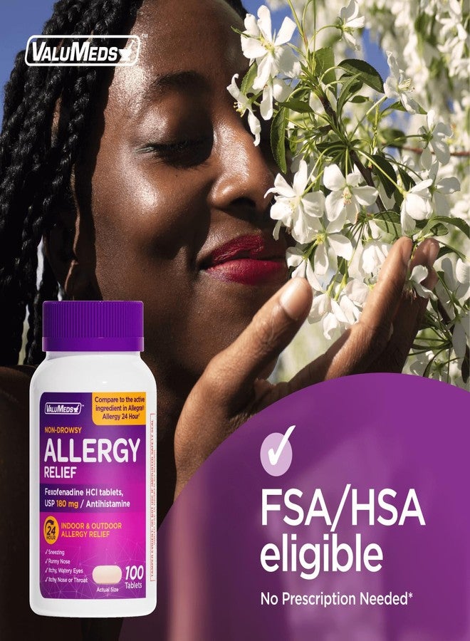 ValuMeds | Compare to Allegra | Fexofenadine HCl 180mg | 24-Hour Allergy Relief, Non-Drowsy Antihistamine Generic Medicine for Allergies, Hay Fever, Itchy Eyes | for Kids & Adults (100 Count) - Image 4
