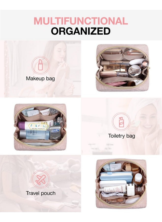 BAGSMART Small Makeup Bag Travel Cosmetic Bag Make Up Pouch Small Travel Essentials For Women Dorm Room Essentials Pouchwaterresistant Toiletry Bagmakeup Organizer Bagpink  - Image 4