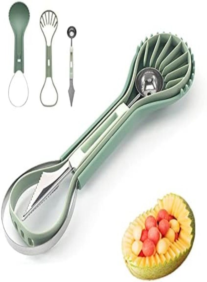 AKDC Melon Baller Scoop Set,Premium 6 In 1 Stainless Steel Watermelon Cutter Fruit Carving Tools,Fruit Scooper Seed Remover,Dig Pulp Separator Fruit Slicer - Image 1