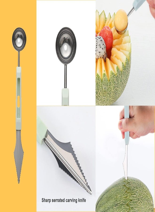 AKDC Melon Baller Scoop Set,Premium 6 In 1 Stainless Steel Watermelon Cutter Fruit Carving Tools,Fruit Scooper Seed Remover,Dig Pulp Separator Fruit Slicer - Image 3