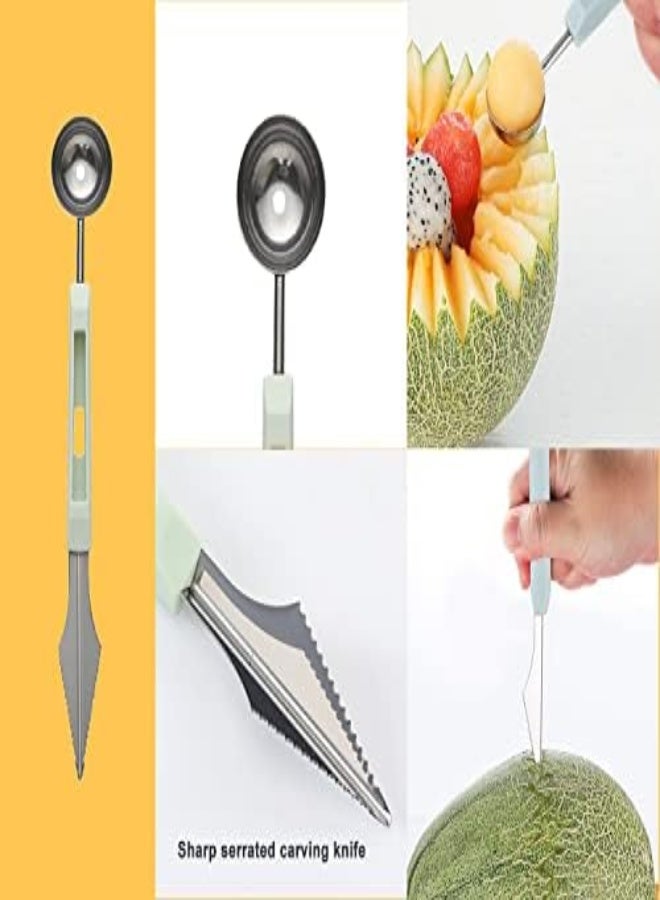 AKDC Melon Baller Scoop Set,Premium 6 In 1 Stainless Steel Watermelon Cutter Fruit Carving Tools,Fruit Scooper Seed Remover,Dig Pulp Separator Fruit Slicer - Image 4