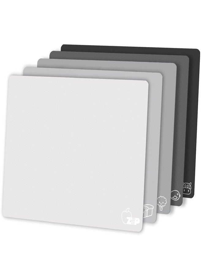ZVP Flexible Plastic Cutting Board Set of 5 Gradient Color, Colorful Chopping Boards, BPA Free Mats, Non-Slip, Dishwasher Safe, 15x12 Inch, Gray Neutral Colors - Image 1