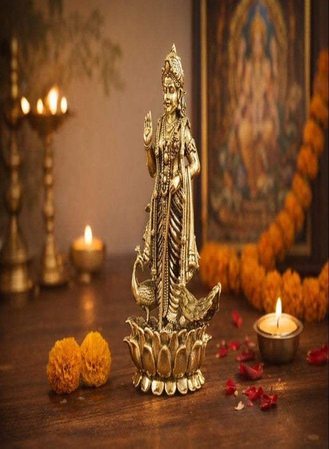 BEXCO Brass Lord Murugan Kartikeya Statue - 4 Inch Subramanya Idol with Vel and Peacock for Home Puja, Office Desk, and Car Dashboard, (4 inch) - Image 3