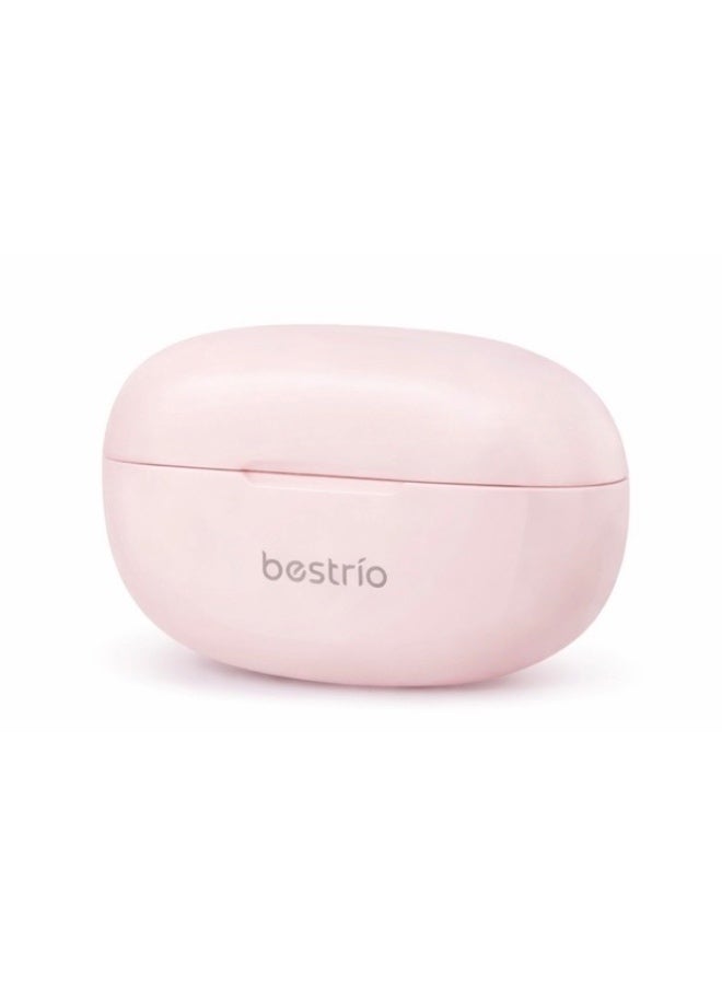 Bestrio BC01 Open Wearable Stereo Bluetooth Earbuds for Women – Clip-On Design, Touch Control, Noise Reduction, Pink Charging Case - Image 4