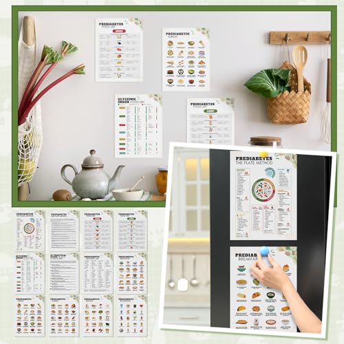 Sinload 12 Pcs Pre Diabetic Food List Laminated Diabetes Type 2 Meal Plan Food Chart Low Sugar Food Glycemic Index Chart - Image 4