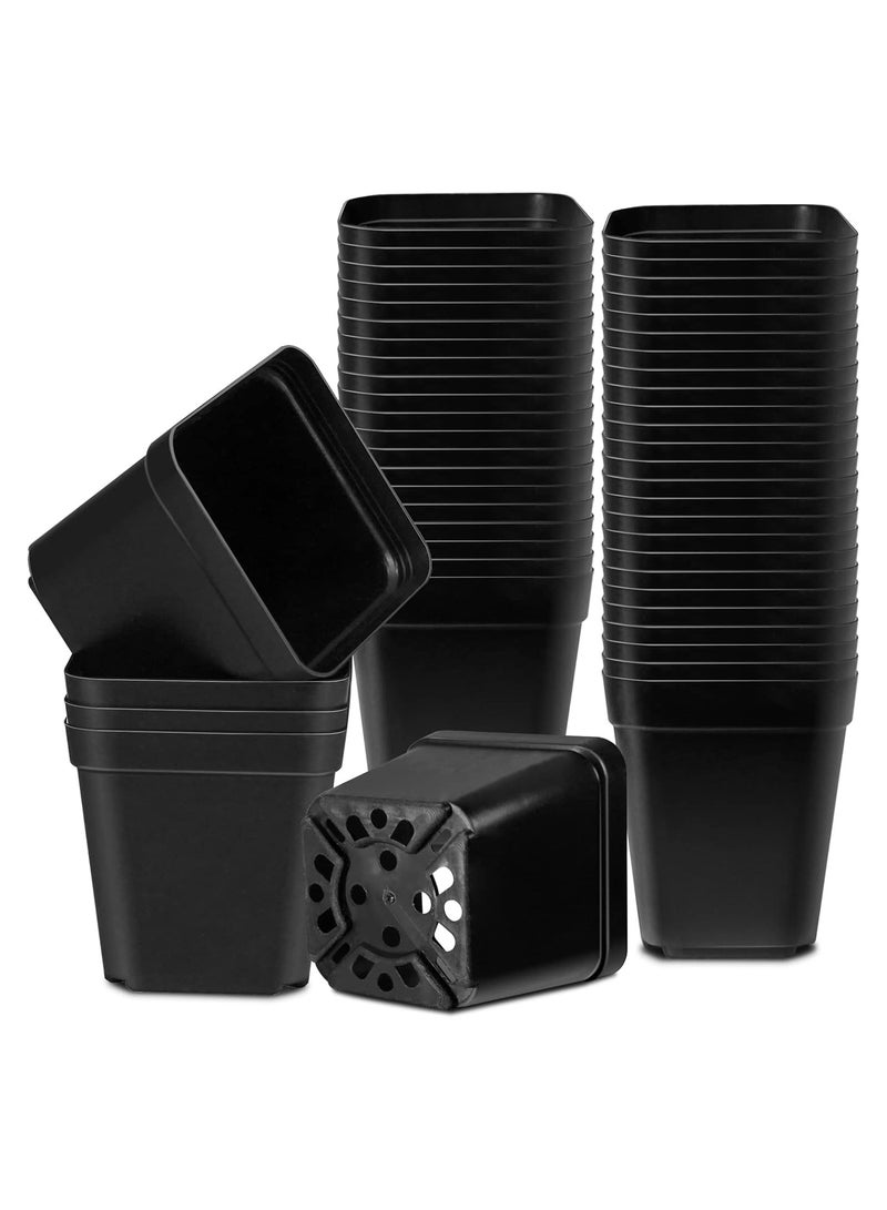 Generic 50 PCS Seed Starting Pots, 7cm Plastic Nursery Pots Square Plant Pots Fruit Plant Pots Flower Plant Containers Seedling Containers Cutting Transplant Pots Gardening Supplies for Fruit Vegetable Plant (Black) 