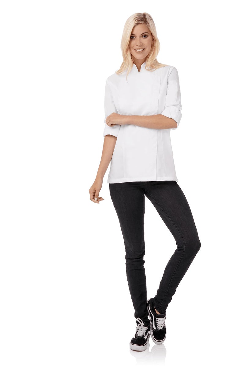 Chef Works Women's Lansing Chef Coat, White, Large - Image 3