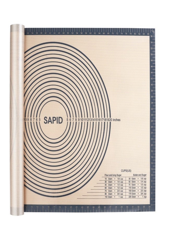 Sapid Extra Thick Silicone Pastry Mat Non-slip with Measurements for Non-stick Silicone Baking Mat Extra Large, Dough Rolling, Pie Crust, Kneading Mats, Countertop, Placement Mats (24" x 36", Gray) - Image 1