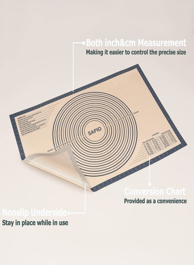 Sapid Extra Thick Silicone Pastry Mat Non-slip with Measurements for Non-stick Silicone Baking Mat Extra Large, Dough Rolling, Pie Crust, Kneading Mats, Countertop, Placement Mats (24" x 36", Gray) - Image 4