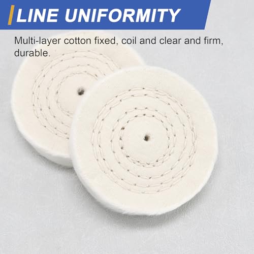 SCOTTCHEN Buffing Polishing Wheel 3" Fine Cotton (50 Ply) 1/4" Arbor with 1/4" Mandrel for Drill - 2Pack - Image 3