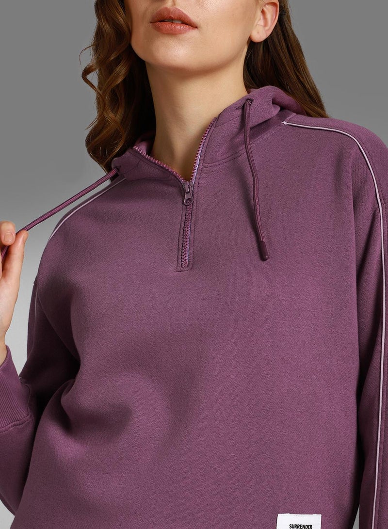 HIGH STAR Women's Purple Cotton Blend Solid Pattern Regular Fit Sweatshirt - Image 3