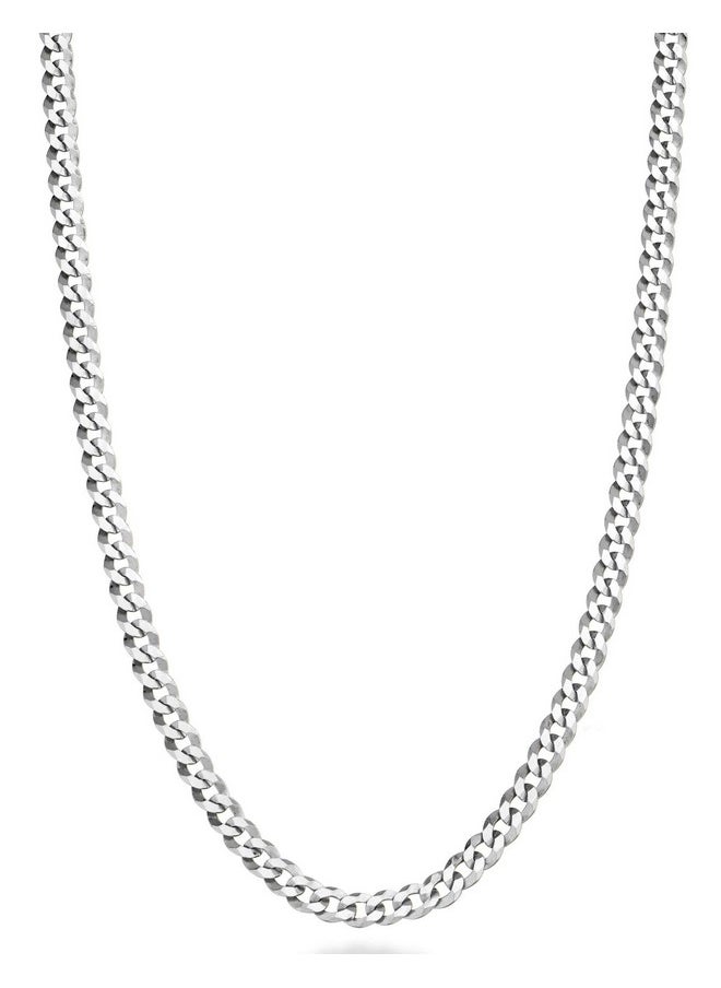 MiaBella - Italian Solid 925 Sterling Silver 3.5Mm Diamond Cut Cuban Link Curb Chain Necklace For Women Men, Made In Italy (Length 20 Inch) - Image 1
