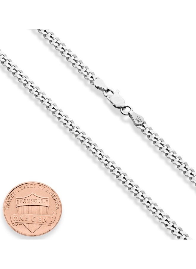 MiaBella - Italian Solid 925 Sterling Silver 3.5Mm Diamond Cut Cuban Link Curb Chain Necklace For Women Men, Made In Italy (Length 20 Inch) - Image 1
